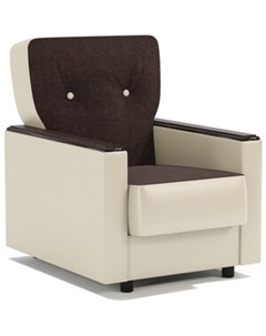 Кресло для отдыха Классика Д шоколадная рогожка и экокожа беж Шарм-дизайн