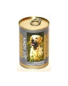 Консервы ДогЛанч для взрослых собак Говядина с Рубцом и печенью в желе цена за упаковку Dog lunch