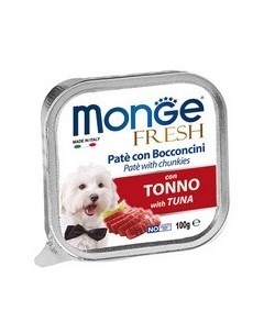 Влажный корм Консервы Монж Фреш для взрослых собак Тунец цена за упаковку Monge