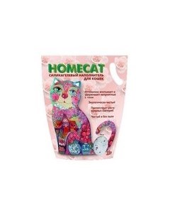Силикагелевый наполнитель Хоумкэт для кошачьего туалета аромат Роза Homecat
