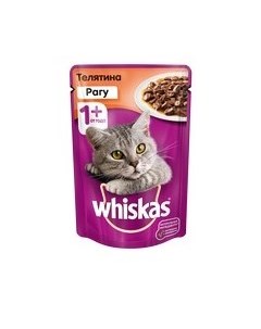 Паучи Вискас для взрослых кошек Телятина рагу цена за упаковку Whiskas
