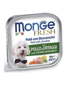Влажный корм Консервы Монж Фреш для взрослых собак Курица с овощами цена за упаковку Monge