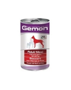 Консервы Джимон для собак Крупных пород кусочки Говядины с рисом цена за упаковку Gemon