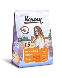 Сухой корм Карми для кошек Здоровье Кожи и Шерсти Лосось Karmy