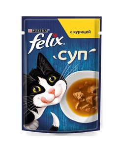 Паучи Пурина Феликс Суп для взрослых кошек с курицей цена за упаковку Felix