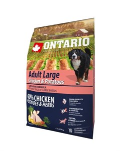 Сухой корм Онтарио для взрослых собак Крупных пород с Курицей и картофелем Ontario