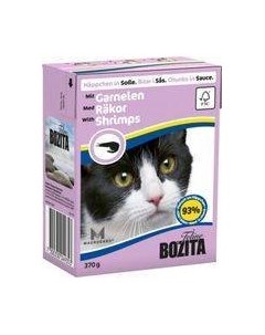 Консервы Бозита для кошек кусочки в соусе Креветки цена за упаковку Bozita