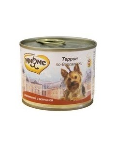 Влажный корм Консервы для собак Мелких пород Террин по Версальски Телятина с ветчиной цена за упаков Мнямс