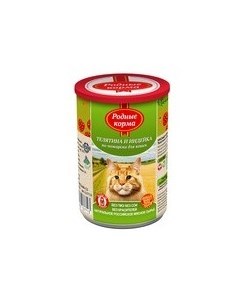 Консервы для кошек Телятина Индейка по Пожарски цена за упаковку Родные корма