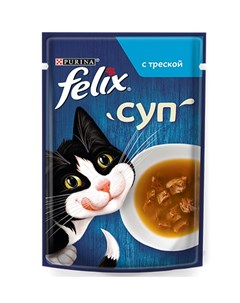 Паучи Пурина Феликс Суп для взрослых кошек с треской цена за упаковку Felix