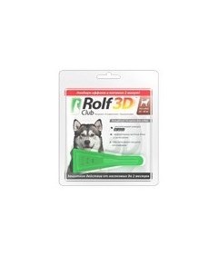 Капли Рольф Клуб от Клещей и Блох для собак весом 20 40 кг Rolf club