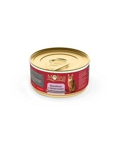 Консервы Молина для кошек Цыпленок с креветками в соусе цена за упаковку Molina