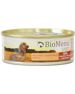 Light Консервы для Собак Индейка с коричневым рисом Цена за упаковку 100x24 Biomenu