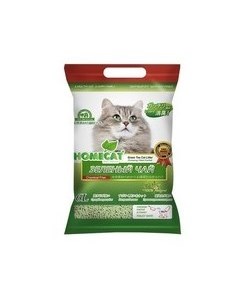 Комкующийся наполнитель Хоумкэт для кошачьего туалета Зеленый чай Homecat