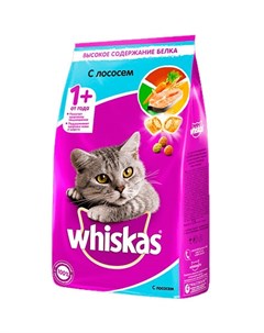 Сухой корм Вискас для взрослых кошек подушечки паштет с Лососем Whiskas