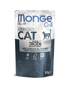 Влажный корм Паучи Монж для Стерилизованных кошек Итальянская форель цена за упаковку Monge