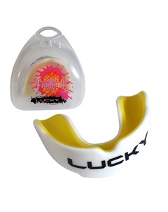 Детская боксерская капа Lucky бело желтая Flamma