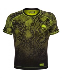 Компрессионная футболка Fusion Compression T shirt Black Yellow Short Sleeves Venum