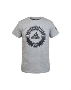 Футболка Combat Sport T Shirt Karate WKF серо черная Adidas