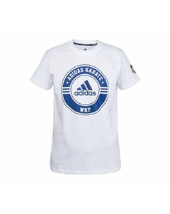 Футболка Combat Sport T Shirt Karate WKF бело синяя Adidas