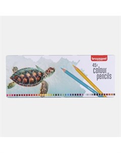 Набор цветных карандашей в металлической коробке Черепаха 45 цветов Bruynzeel