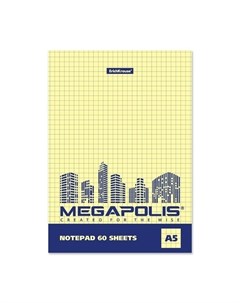 Блокнот ErichKrause MEGAPOLIS Yellow Concept А5 60 листов в клетку желтый внутренний блок Erich krause