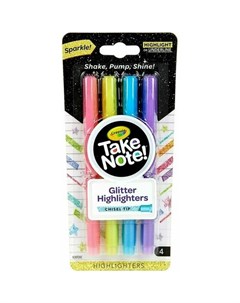 Набор ярких фломастеров с блестками Take Note 4 штуки Crayola