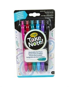 Набор смываемых гелевых ручек Take Note 6 штук Crayola