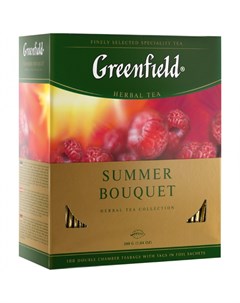 Чай травяной Малина шиповник яблоко Summer Bouquet 100 пак Greenfield