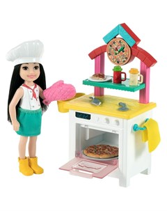 Barbie Игровой набор кукла Челси повар пицца шеф с кухней и духовкой GTN63 Mattel