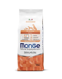 Сухой корм Монж для взрослых собак всех пород Лосось с рисом Monge