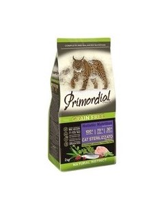 Сухой корм Примордиал Беззерновой для Стерилизованных кошек Индейка Сельдь Primordial