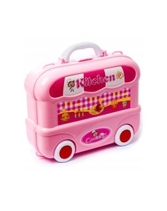 Игровой набор в чемодане на колесиках Мобильная кухня розовый 26 предметов Jd toys