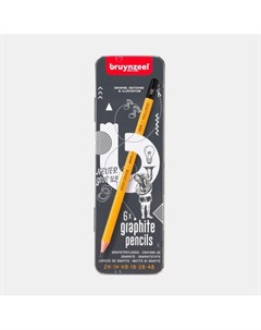 Набор чернографитных карандашей в металлической упаковке 6 штук Bruynzeel