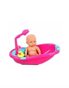 Игровой набор кукла пупс с ванной и аксессуарами для купания розовый Jutu love