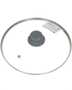 Крышка для посуды стекло 24 см Серый Мрамор металлический обод кнопка бакелит HA244G Daniks