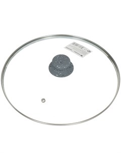 Крышка для посуды стекло 28 см Серый Мрамор металлический обод кнопка бакелит HA246G Daniks