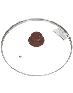Крышка для посуды стекло 26 см Коричневый Мрамор металлический обод кнопка бакелит HA245B Daniks
