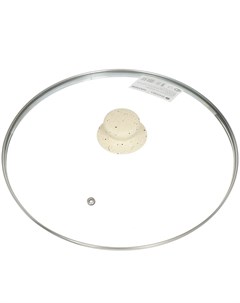 Крышка для посуды стекло 28 см Белый мрамор металлический обод кнопка бакелит HA246W Daniks