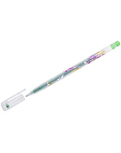 Ручка гелевая MTJ 500GLS 1 0 мм Люрекс Светло зеленая Crown