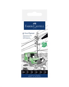 Набор ручек капиллярных Faber Castell Ecco Pigment 0 05 0 1 0 2 0 3 0 4 0 5мм 6 шт черные евр Faber–сastell