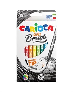 Набор фломастеров кисть Super Brush 10 цв смываемые картон европодвес Carioca