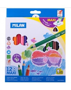 Набор карандашей цветных Maxi 12 цв с точилкой трехгран заточен картон уп европодвес Milan