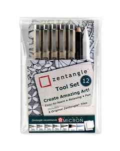 Набор Zentangle 12 предметов линеры PIGMA MICRON 4 шт растушевка карандаш бумага 5 л Sakura