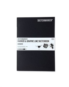Скетчбук для маркеров MARKER LINE 17 6х25 см 16 л 160 г мягкая обложка черный Sketchmarker
