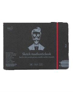 Скетчбук SMLT Black authenticbook черный с резинкой 24 5x18 5 см 18 л 165 г Smltart