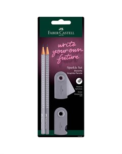 Набор чернографитных карандашей Faber Castell Sparkle 2 шт точилка и ластик Sleeve Mini бархатны Faber–сastell