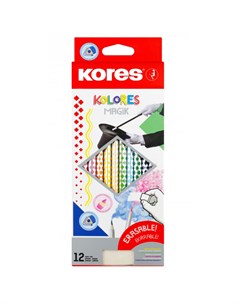 Стираемые трехгранные цветные карандаши Kores