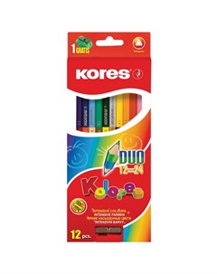 Трехгранные двусторонние цветные карандаши Kores