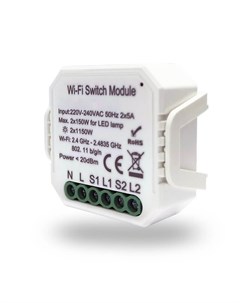 Wi Fi реле выключатель двухканальное 2x1150Вт 150Вт для LED RL1002 SM Denkirs
